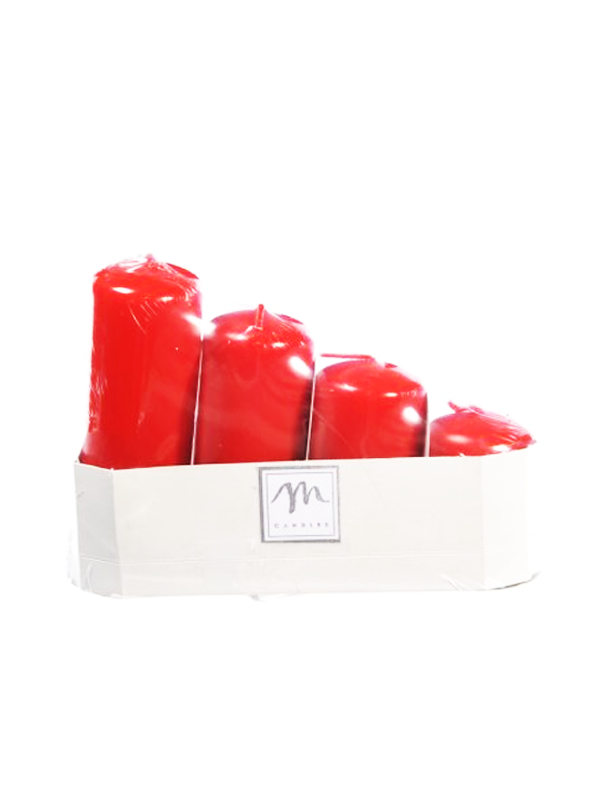 Set 4 Candele Pillar Rosso